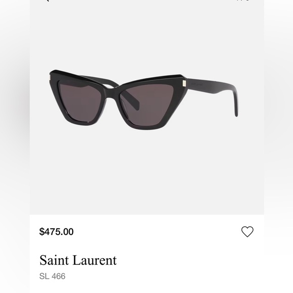 SAINT LAURENT Women's SL 466 Cat Eye Sunglasses Shiny Black 001/Black Lens - Picture 1 of 10